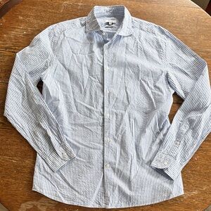 REISS Rothers Seersucker Shirt In Blue/white size M Regular Fit Men’s